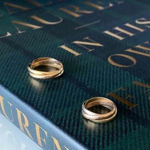 Cartier Trinity, 18k gold, rose, white gold wedding ring. Cartier size 4.5
